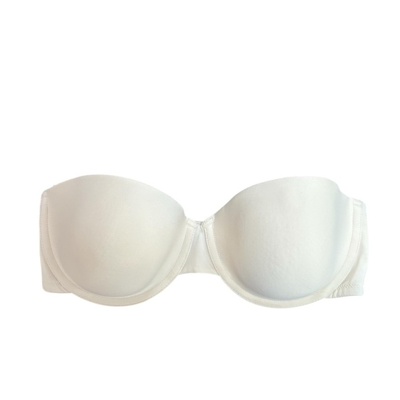 Maidenform Bra: One Fabulous Fit Strapless Bra 7955, Clear straps, Cream, 36D - Picture 1 of 7